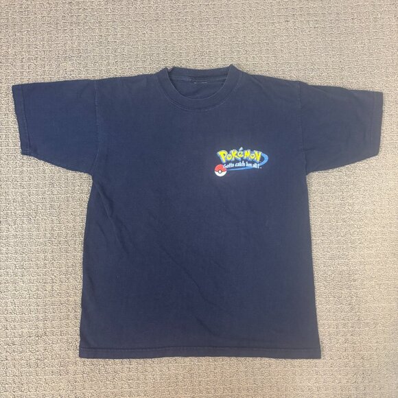 Vintage Pokemon Shirt Medium Fitted Cotton Crewneck Double Sided Graphic 1999 - Picture 1 of 11
